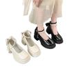 Style round head white pearl thick heel Mary Jane heels women's 2025 new spring and autumn retro niche jk small leather shoes