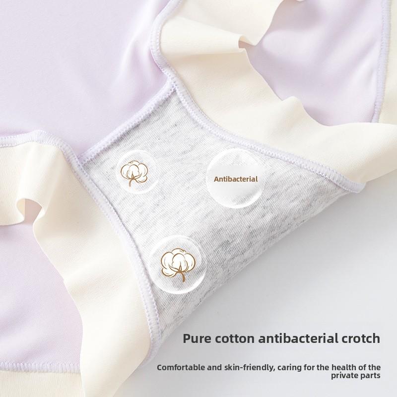 Plus Size Ladies Summer Solid Color Ice Silk No Mark Comfortable Breathable High Waisted Briefs