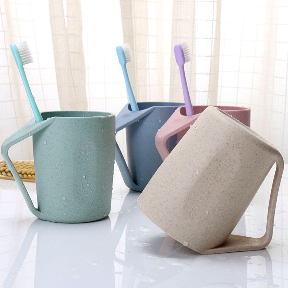Eco-Friendly Toothbrush With Handle Plastic Cup Mouthwash Water Mug Wheat Straw Tumblers Mug Cup