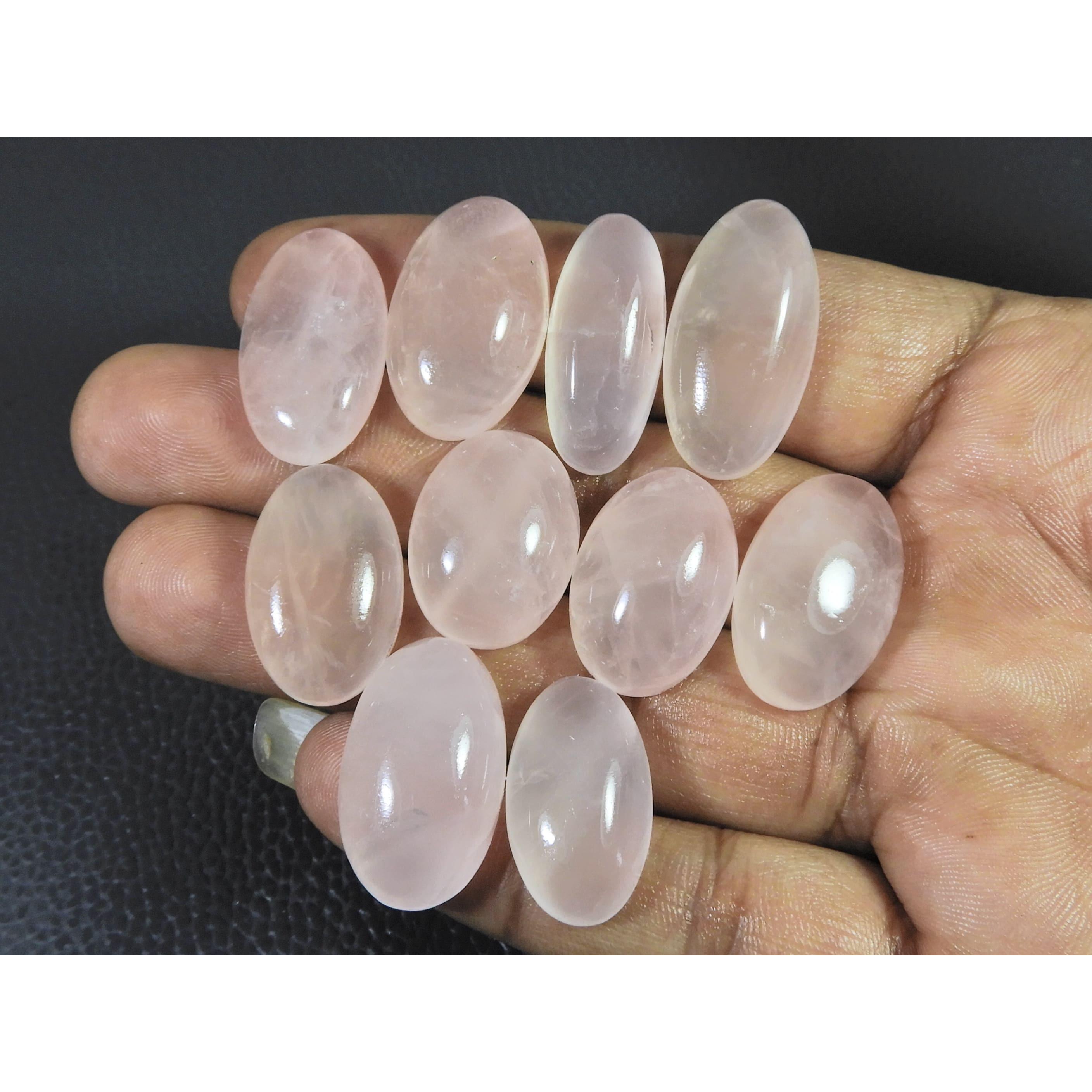 220Cts.Natural Pink Rose Quartz Oval Shape Cabachon Loose Gemstone 10Pcs Lot C-2523