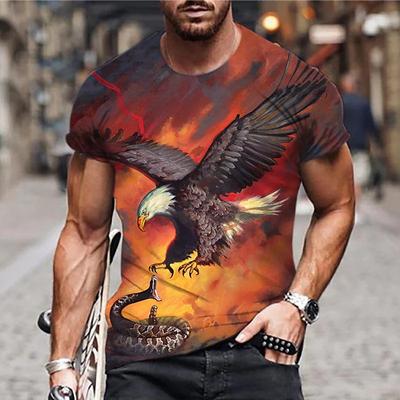 Tricou pentru bărbați cu imprimeu digital 3D cu vultur, larg, casual, sport, mărime mare, cu mânecă scurtă, pentru bărbați