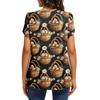 Women's Fashionable Round Neck Short Sleeve Printed Casual Basic Pleated Pullover T-shirt Top