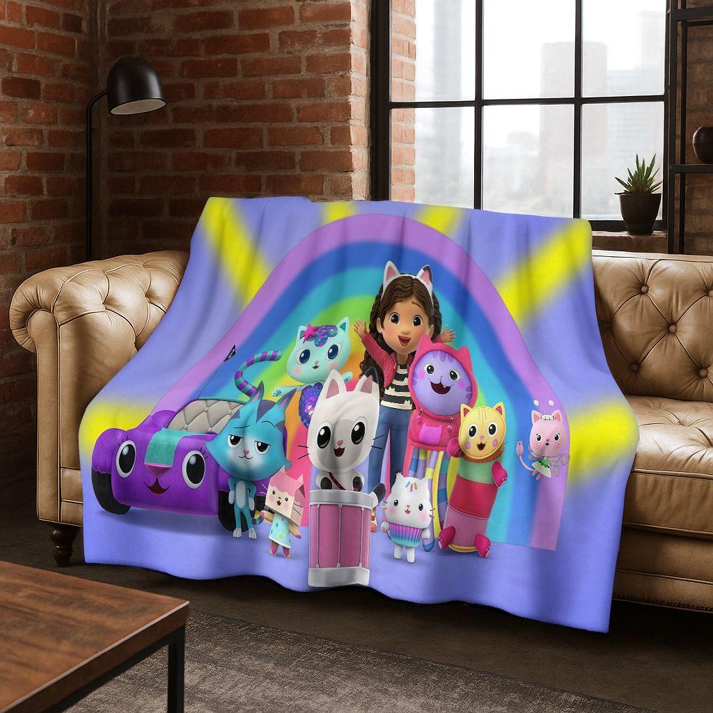 2026 New Cartoon Gabbys Dollhouse Girl Gift Flannel Blanket,Warm and Cozy Soft Throw Blanket for Home Bedroom Bed Sofa Cover Kid