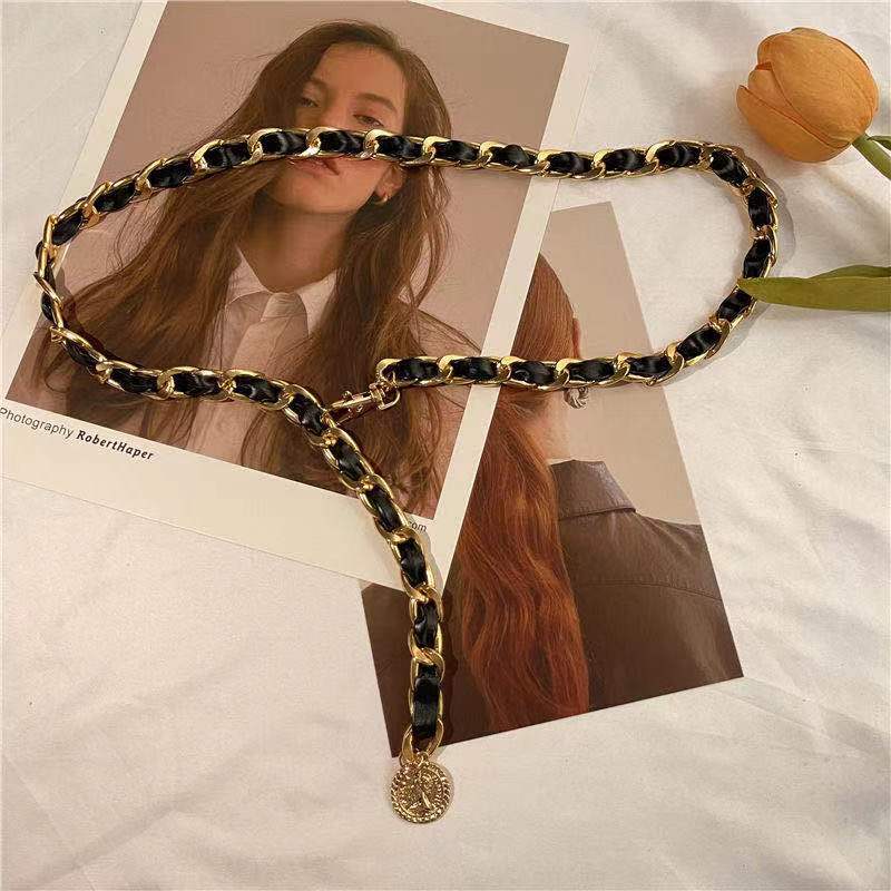 Retro Metal Chain Waist Chain Women's Skirt with Fashionable Decoration Chain Thin Belt Versatile Ins Trendy Waist Decoration