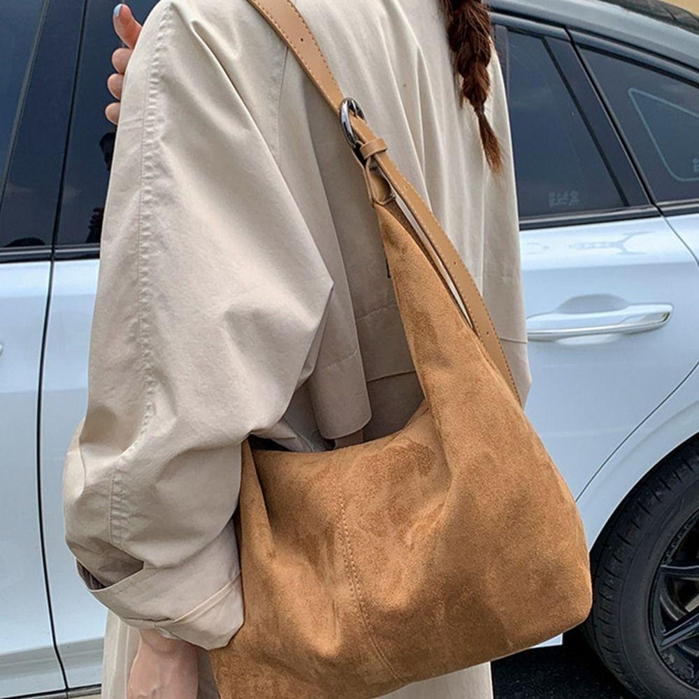 Handbag Vintage PU Crossbody Bag Large Capacity Female Tote Bag Sweet Suede Matte Hobo Bag  Girls