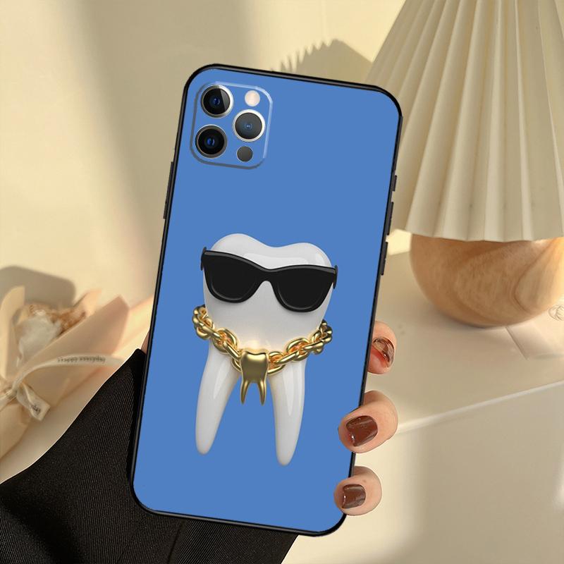 Dentist Tooth Pattern Case For iPhone 11 12 13 14 15 16 Pro Max Cover For iPhone 13 12 Mini XR X XS Max Plus