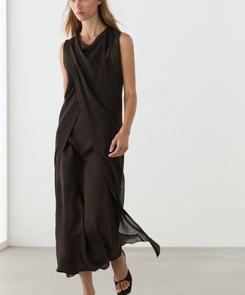 Masimodutti Linen Crossover Dress