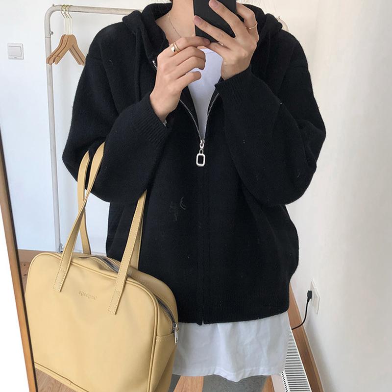 Вязаный кардиган с капюшоном на молнии — фото 9