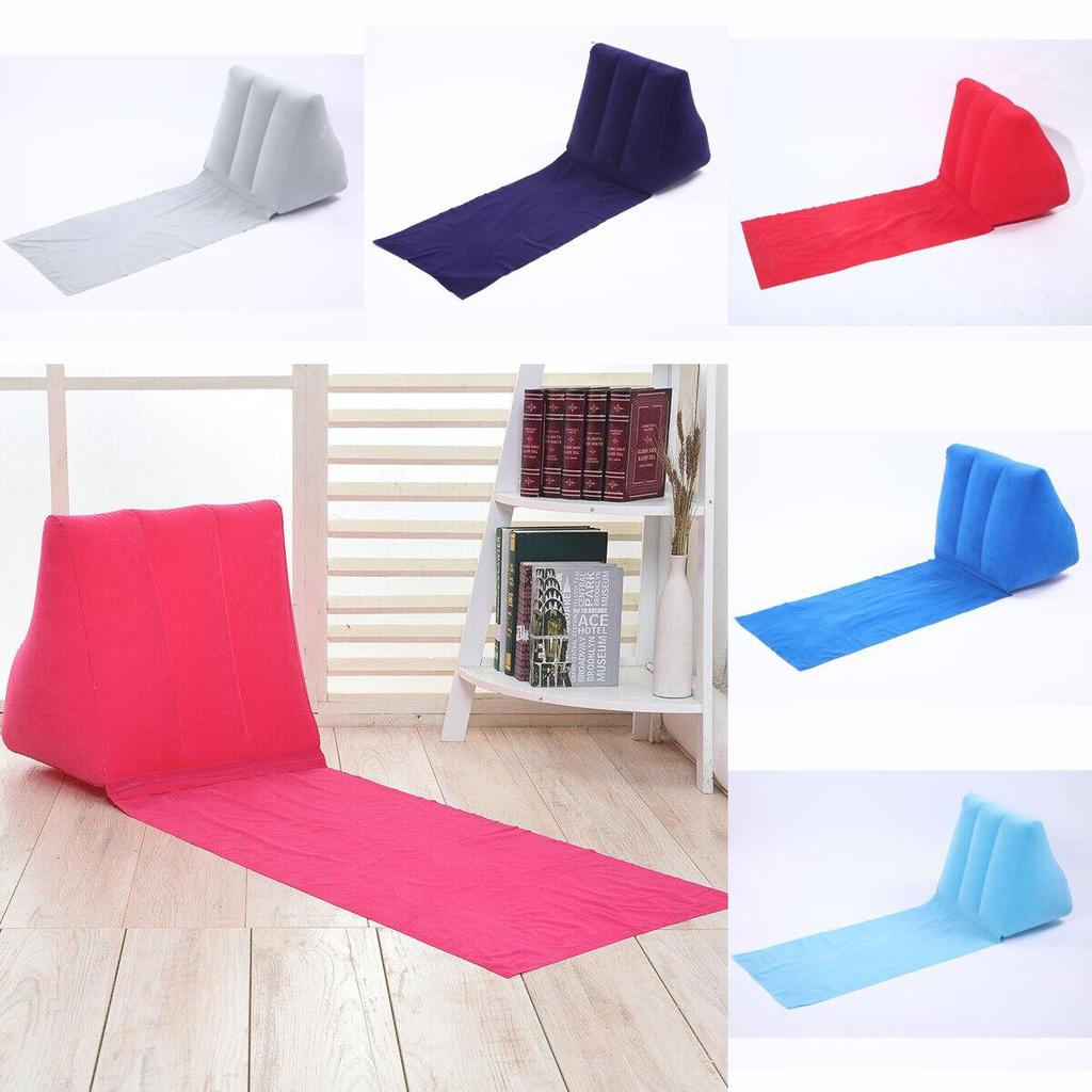 Large Pvc Velvet Inflatable Triangle Cushion For Beach/camping Gray/blue/pink