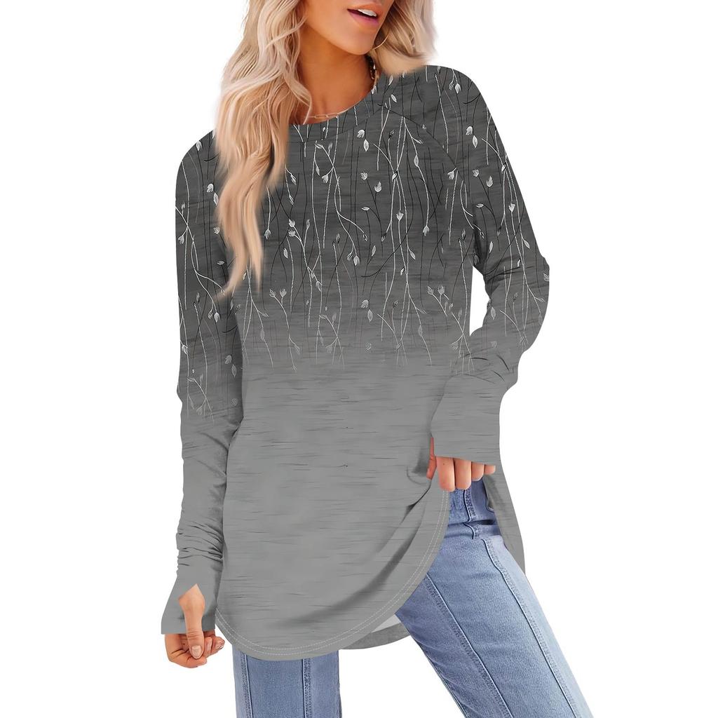 Dam Oversized Sweatshirt Grafisk Tröja Långärmad Nedhasad Axel Rundhalsad Skjorta Toppar Vintage Kläder