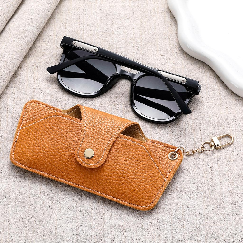 

Portable Sunglasses Case PU Leather Eye Glasses Bag Reading Glasses Pouch Storage Box with Keychain Hook Soft Protector Cover хаки
