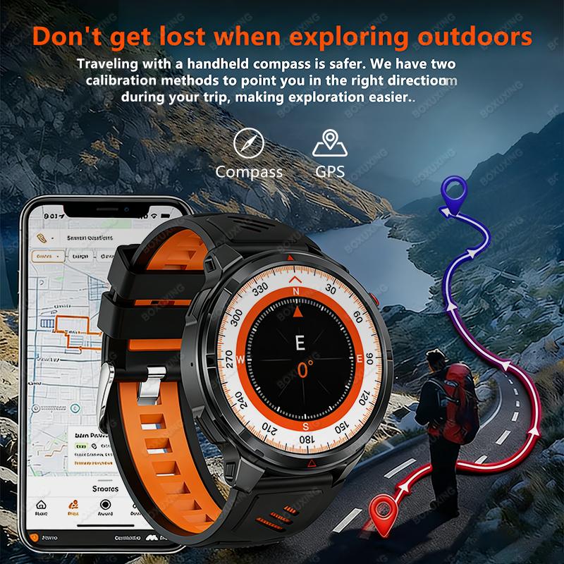 New T-Rex3 Ultra Men SmartWatch 1100mAh Battery Compass LED Flashlight Heart Rate Sports Track IP68 Waterproof Smartwatches