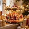 Decorative Lanyard Christmas Pendants Santa Claus Carousel/Snow Cottage Hanging Ornament, Double-Sided Customizable Holiday Party Favors Acrylic