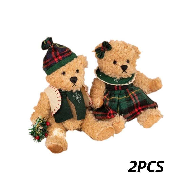 

Рождественский плюшевый мишка, пара кукол, красный, с дизайном маленького медвежонка. Идеально для Рождества! 26cm/10.2 in зелёный