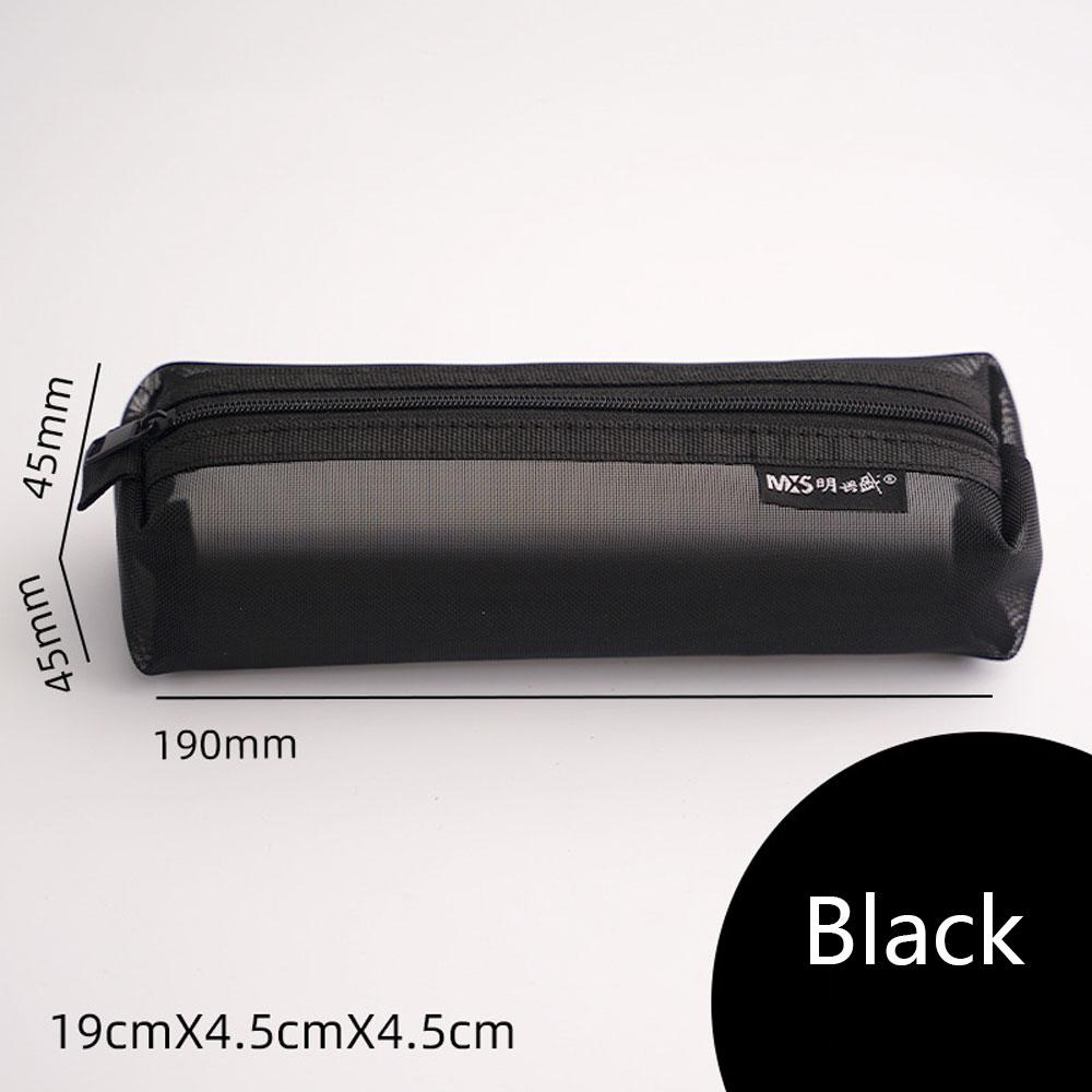 Simple Storage Pencil Bag Large Capacity Three-Dimensional Nylon Transparent Solid Color Mesh Pencil Stationery Bag