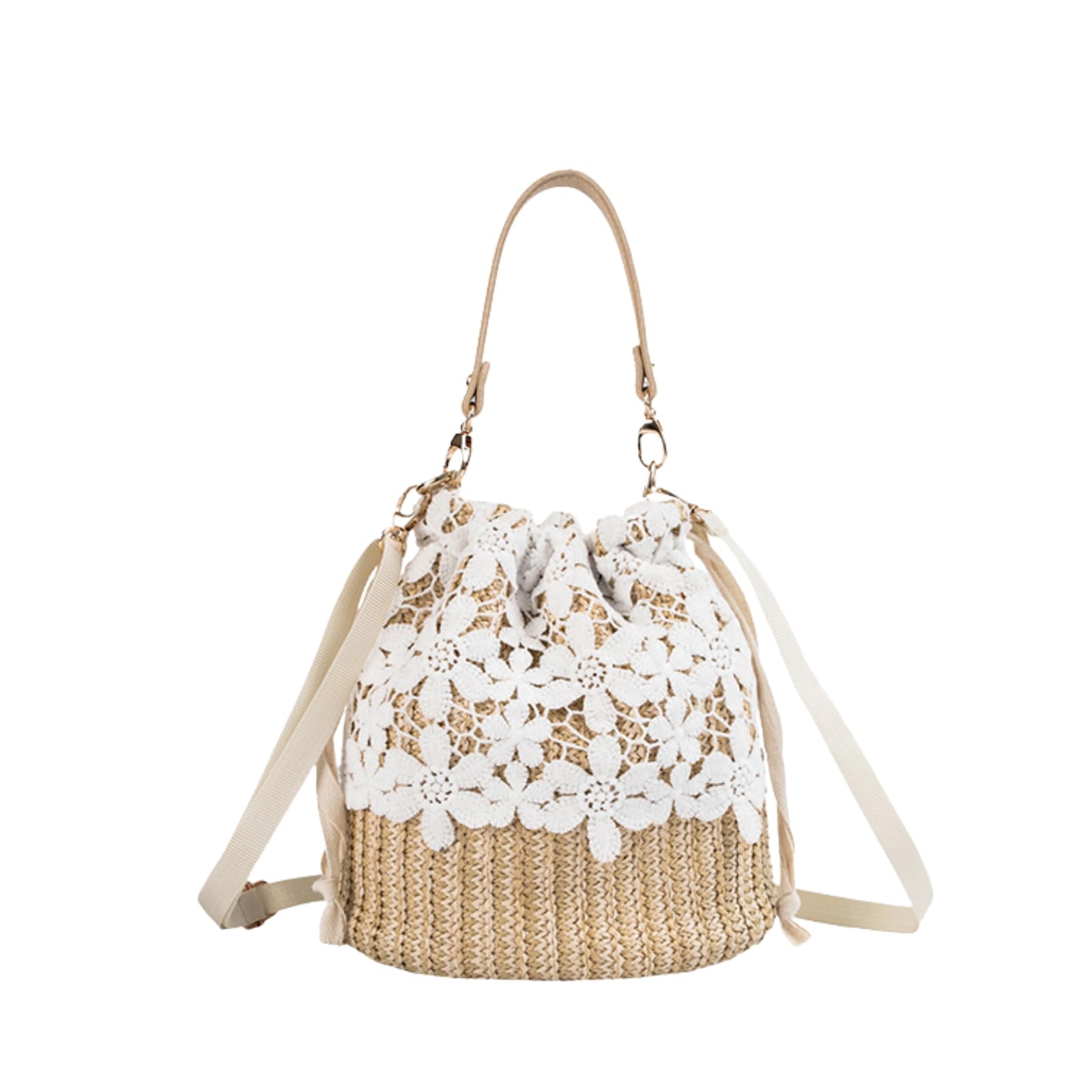 

EZ PEACH Сумка-корзина из соломы, Сумка на завязках для юкаты, Мини-сумка через плечо, Сумка-ведро, Мини-сумочка, 2 способа ношения, с ремешком, Сумка через плечо, Женская,