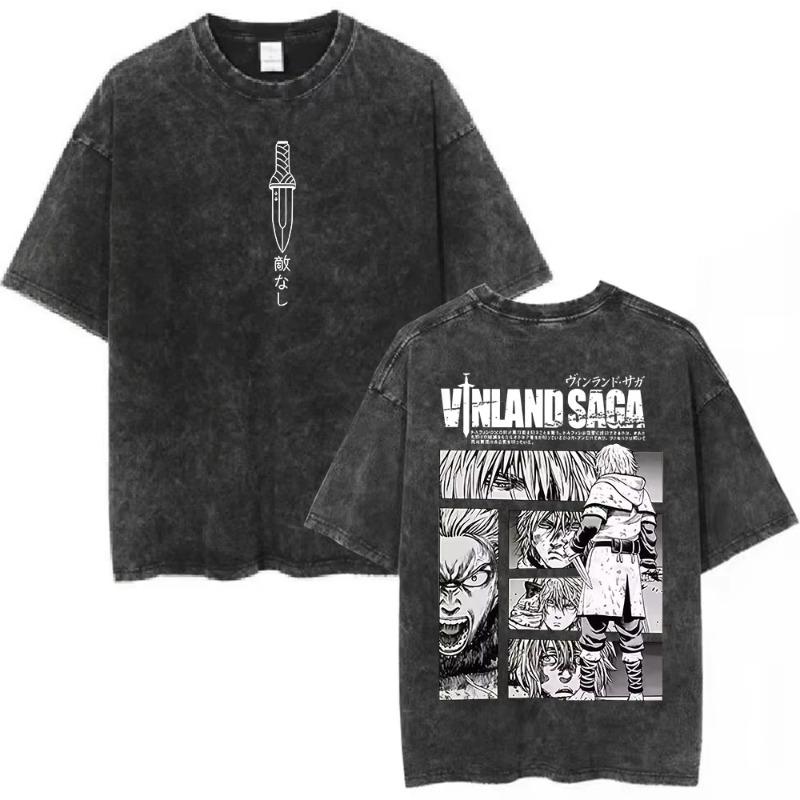 Washed Vintage Anime Vinland Saga Thorfinn You Are Not My Enemies I Have No Enemies T Shirt Men Casual Cotton T-shirts