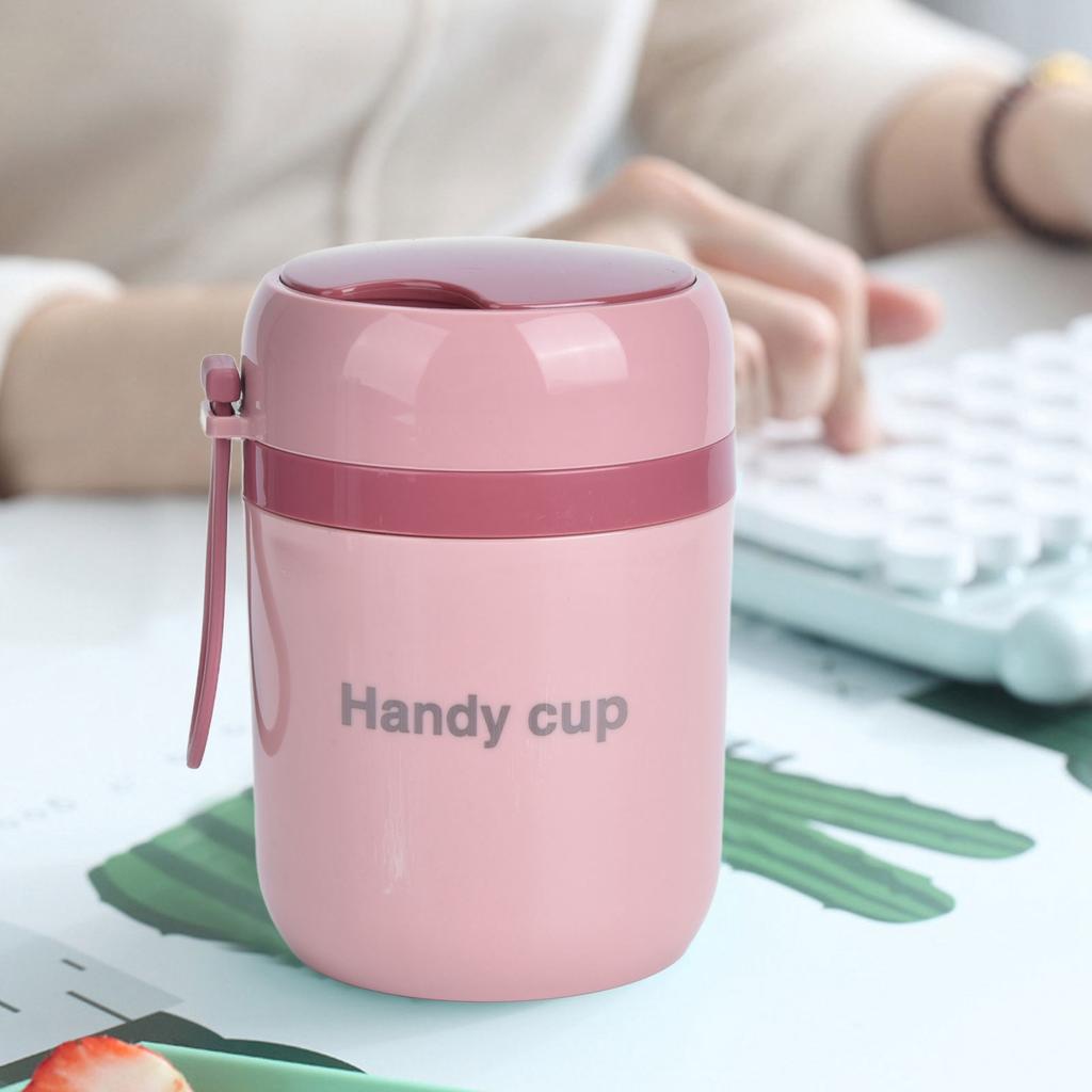 Insulated Soup Containers 500ml Double Anti Scald Heatable Insulated Food Container with Foldable Spoon for School