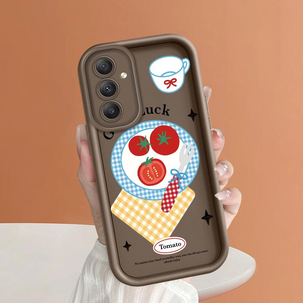 

М який силіконовий квадратний драбинний друкований візерунок Корпус телефону Повне покриття Камера Протиударний захист Гумовий чохол для Samsung Samsung M02 коричневий