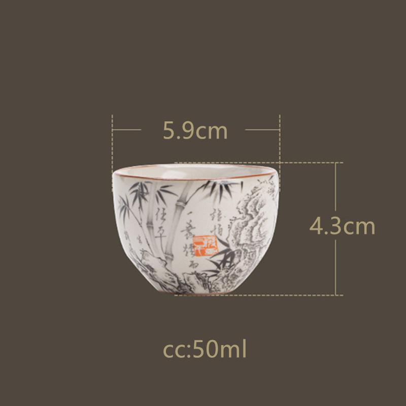 1 pc Chinese Traditional Ru Kiln Ceramic Tea Cup Handmade bamboo leaf Teacup Household Tea Bowl Personal Meditation Cup Teaware