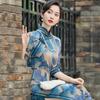 Elegant Vintage-Inspired Long Sleeve Cheongsam Dress Women Fall Slim Fit High-End Retro Style