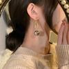Fashion front and rear wear round bead fringed earrings light luxury high sense retro earrings fashion design earrings