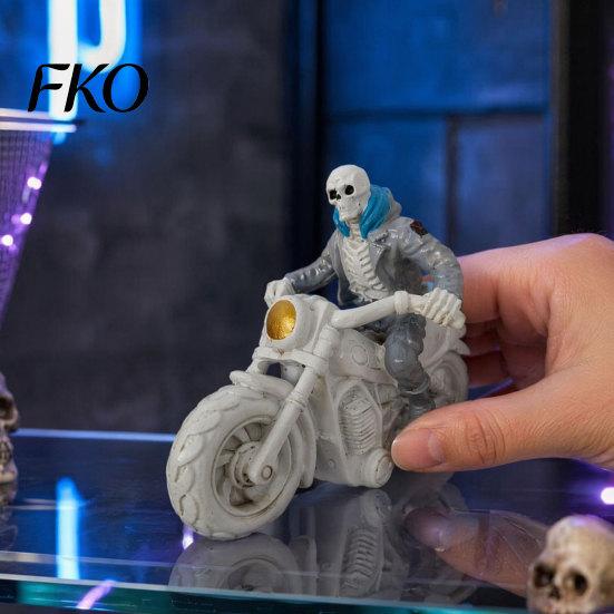 Resin Skeleton Figure Halloween Ornament, Motorcycle Figurines, Durable Matte Finish Bar Skull Decoration Collectible Statue, for Boy