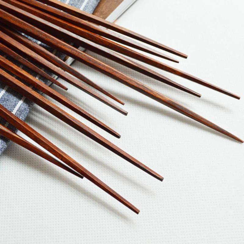 Household Solid Wood Chopsticks Japanese Creative Hexagonal Wooden Chopsticks Eco-friendly Tableware Home Kitchen Supplies