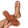 Foreign trade flat-bottomed slippers women's 2025 European and American summer herringbone toe simple casual beach sandals
