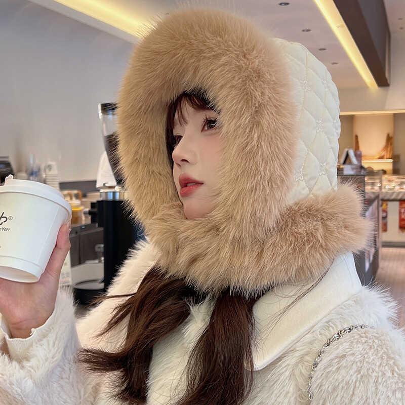 Pattern Plush Checkered Hat Women Winter Ear Protection Outdoor Warmth Cap Gift