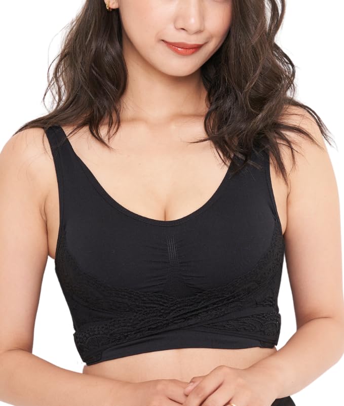 

Fluffy Marshmallow Night Special 3D Back Compression Clean Kirara Asuka [Official] Bra, Bra, Bra, Non-Wired, 5-Step Hook, Pad, Design, Back, (Black, чорний