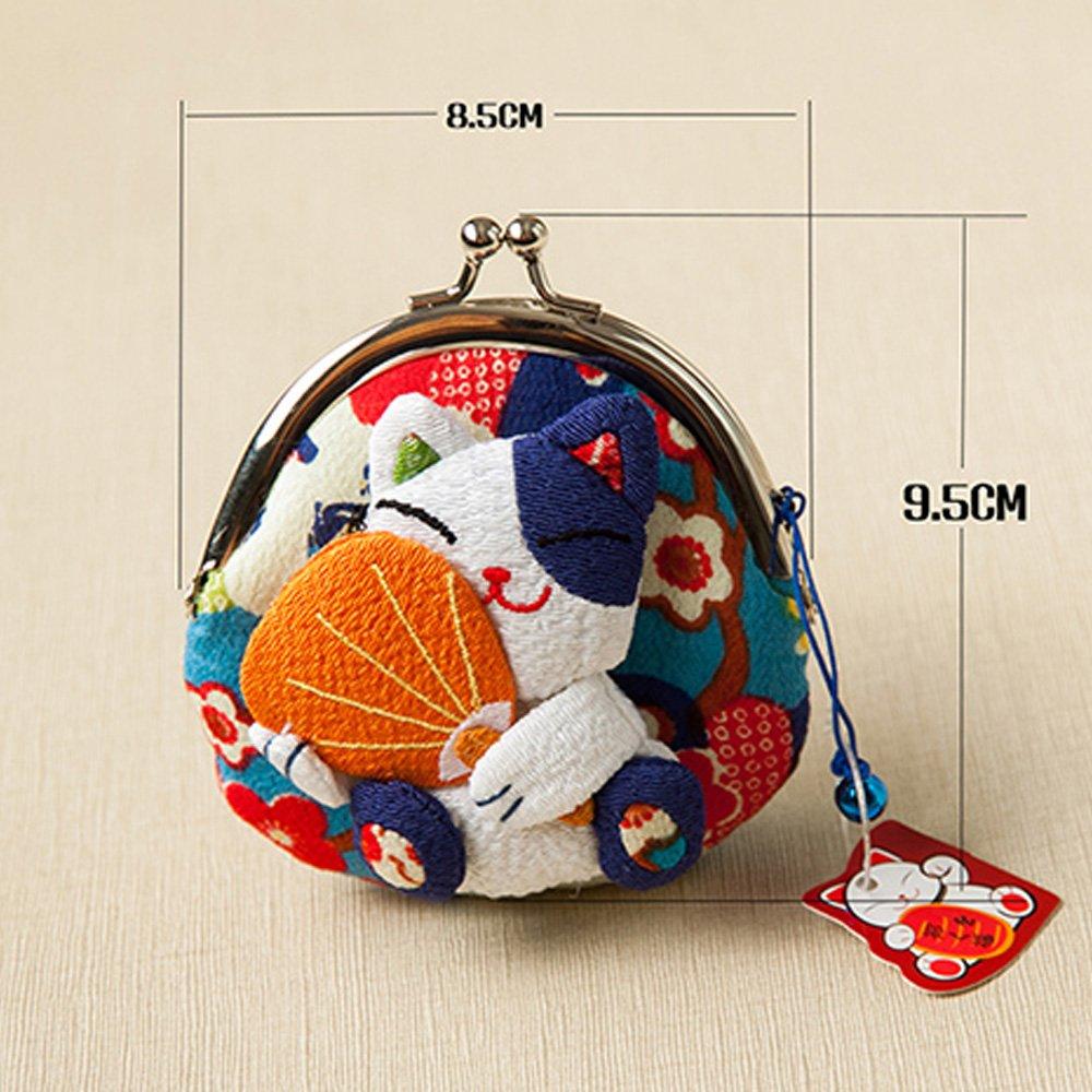 [K.L.Y] Maneki-neko (Lucky Cat) Clasp Purse, 3.3 inches, Handcrafted by an Artisan, Women's Fashion Wallet, Mini Wallet, Cute Women's Wallet (Coin