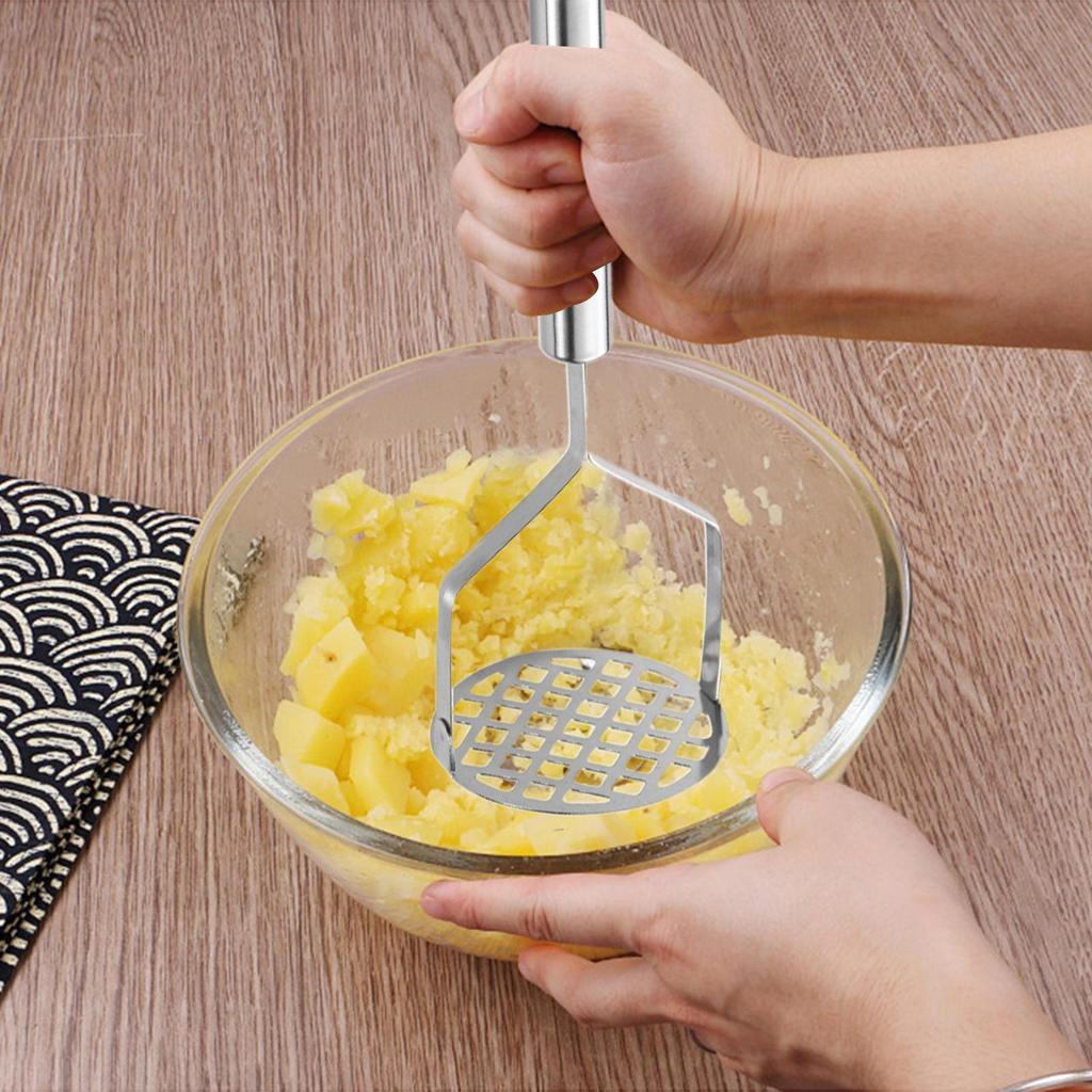 Stainless Steel Manual Potato Masher & Fruit Press for Kitchen Kids - Food Crusher Tool