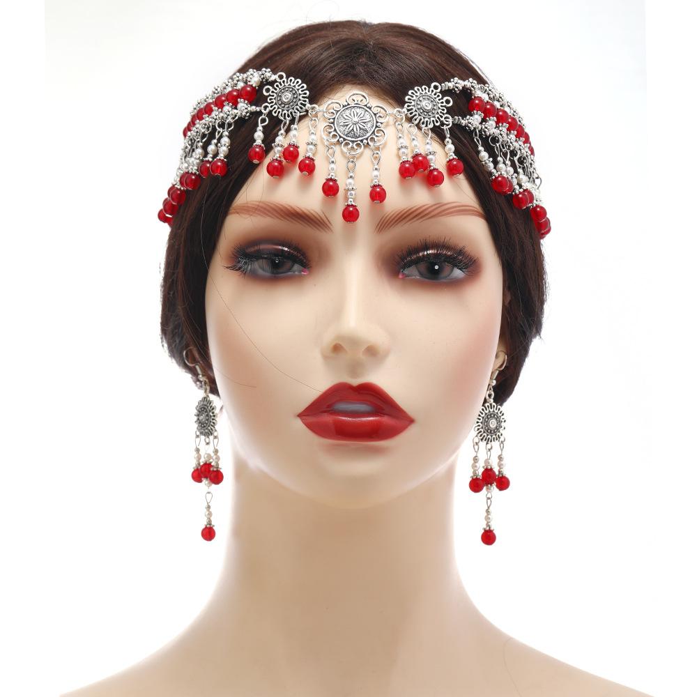 Tocado Hanfu, cadena para la frente con flecos, joyería exótica para el cabello, joyería antigua para la frente, diadema para cejas Miao, mujer.