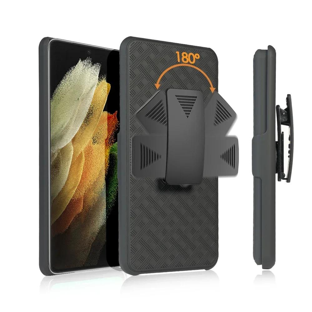 2in1 Waist Belt Clip Armor Case for Samsung Galaxy S24 S25 Ultra S23 S22 S21 S24 S25 Plus Heavy Duty Cover Running Phone Case