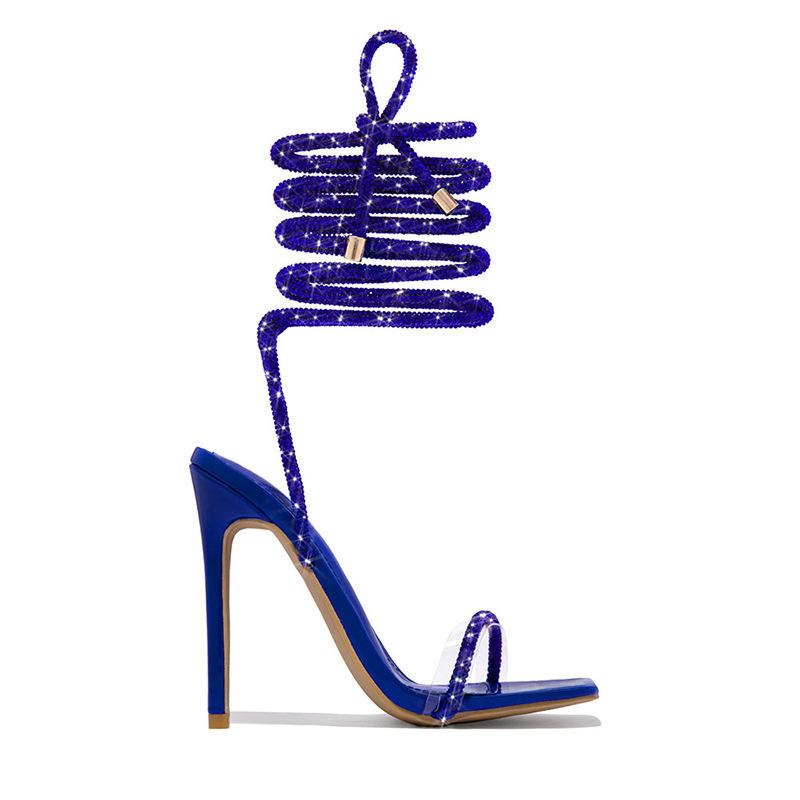 Comemore Wedding Banquet Fashion Open Toe Heels Shoes Pumps Silver Sexy Ankle Cross Strap High Heels Sandals Women Summer Party