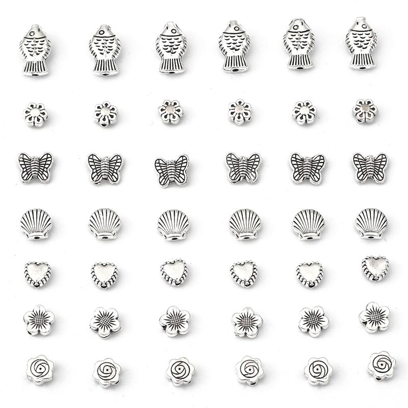 10-50 stk Legering Hjerte Butterfly Anheng Charms Shell Leaves Perler For DIY Armbånd Å gjøre smykker Funn