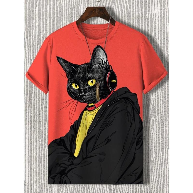 Cute Otter Cat Panda Pattern T-Shirt For Men Funny Animal 3D Printed Tees Casual Short Sleeve O-Neck Tops Street Sports T Shirts