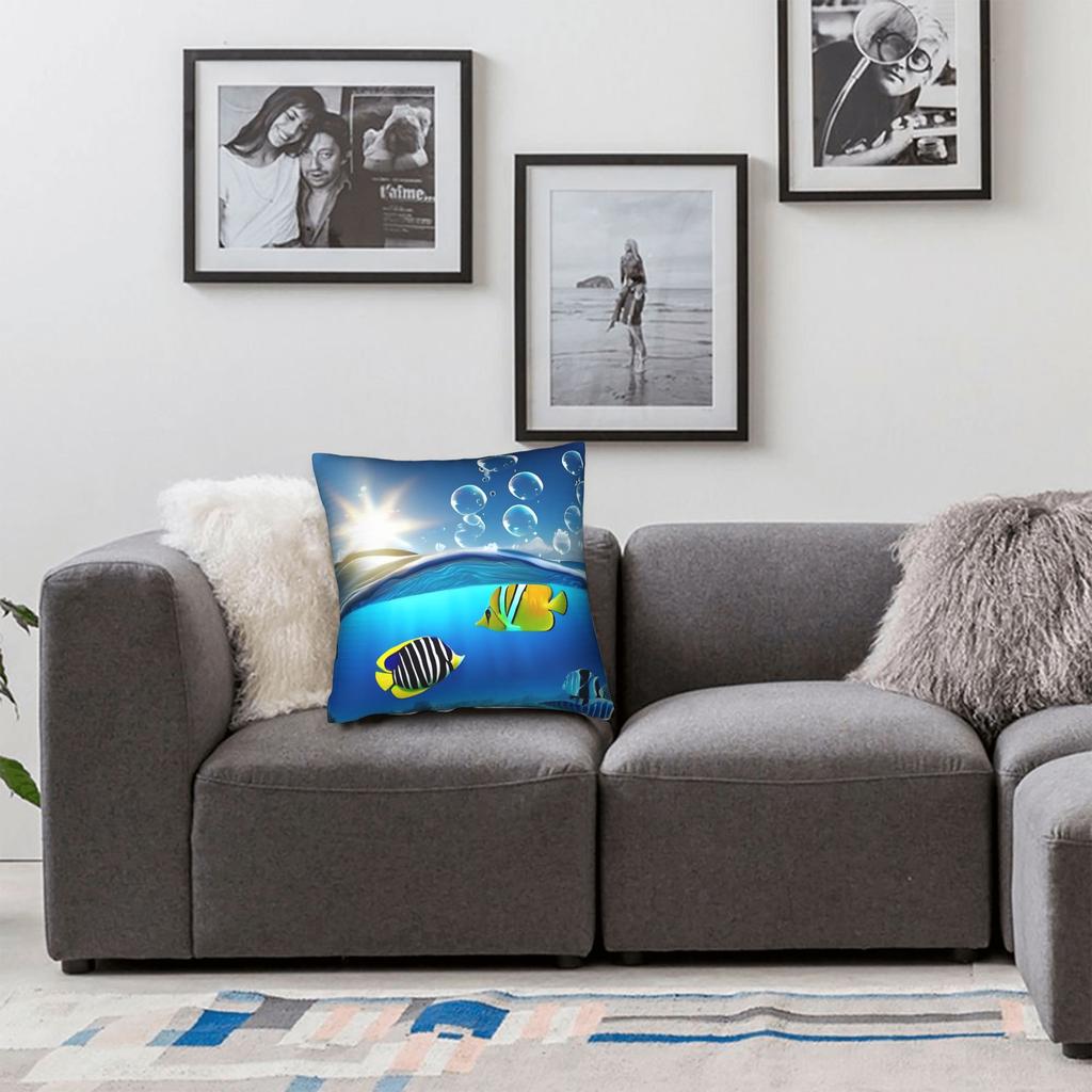 Frutiger Aero Fishies Square Pillow Cases Cushion Covers Awesome Zipper Decor Pillowcase for Seat 40x40cm