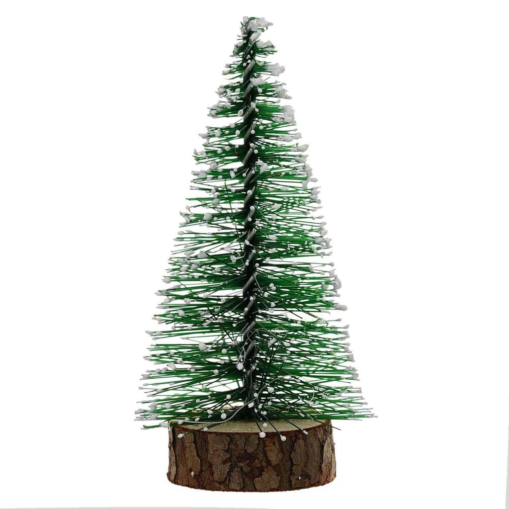 Green Frosted Bottle Brush Christmas Tree Wooden Base(Pack of 3) Small Christmas Tree for Table Home Office Church Decor|Merry Christmas Decorations