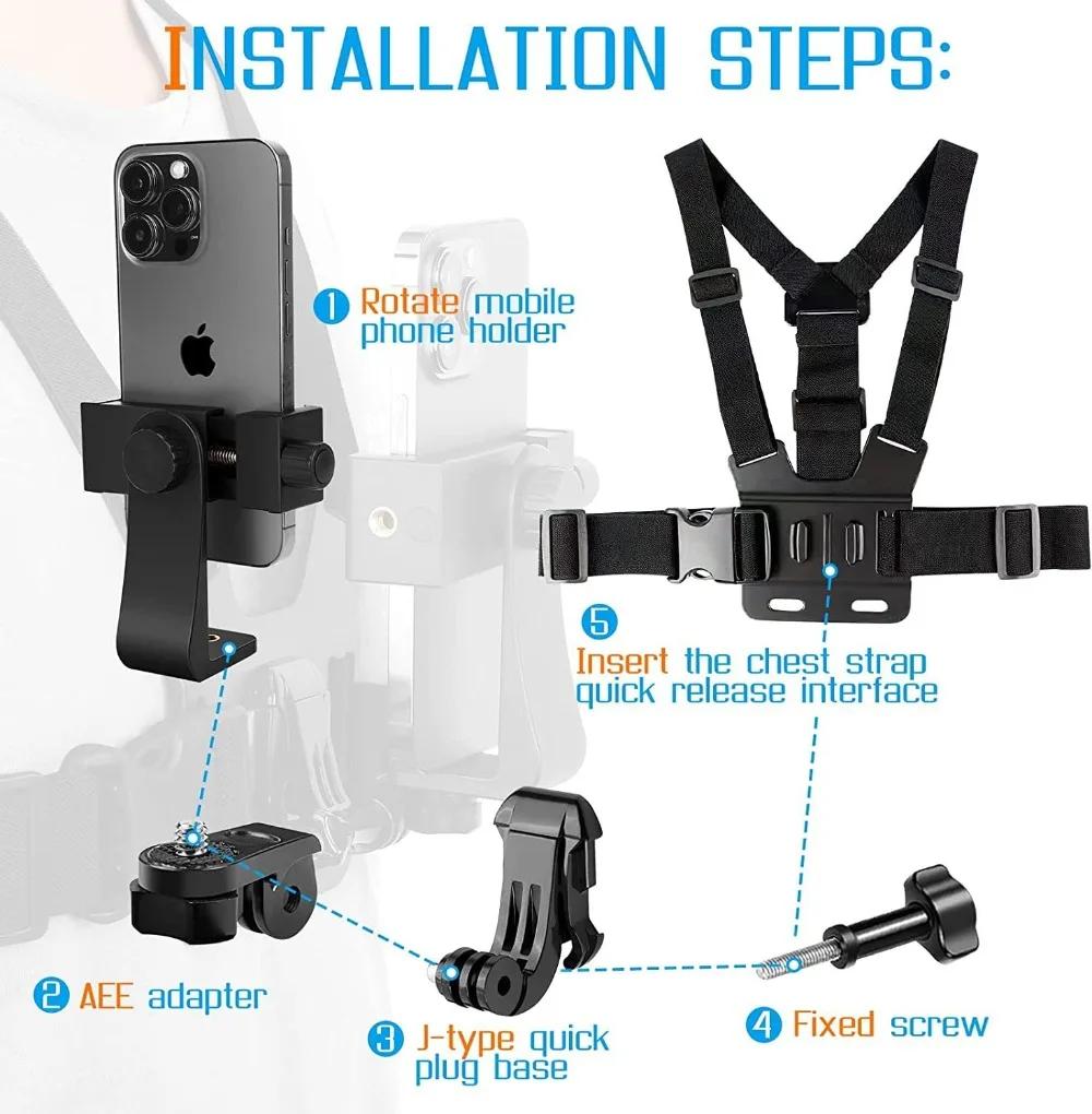 1 PC Einstellbare Telefon Clip Halter Mit Brustgurt Fixierung Halterung für Sport Kamera Handy Kamera Schwarz Halter Zubehör