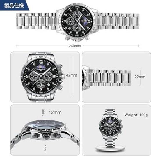 Wrist watch men quartz chronograph 3 ATM water resistant stylish mens brand popular business simple date luminous stainless steel band male working