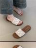 Flat-bottomed Cool Slippers 2025 Summer French Gentle Fairy Vacation Beach One-word Slope and Roman Cool Slippers