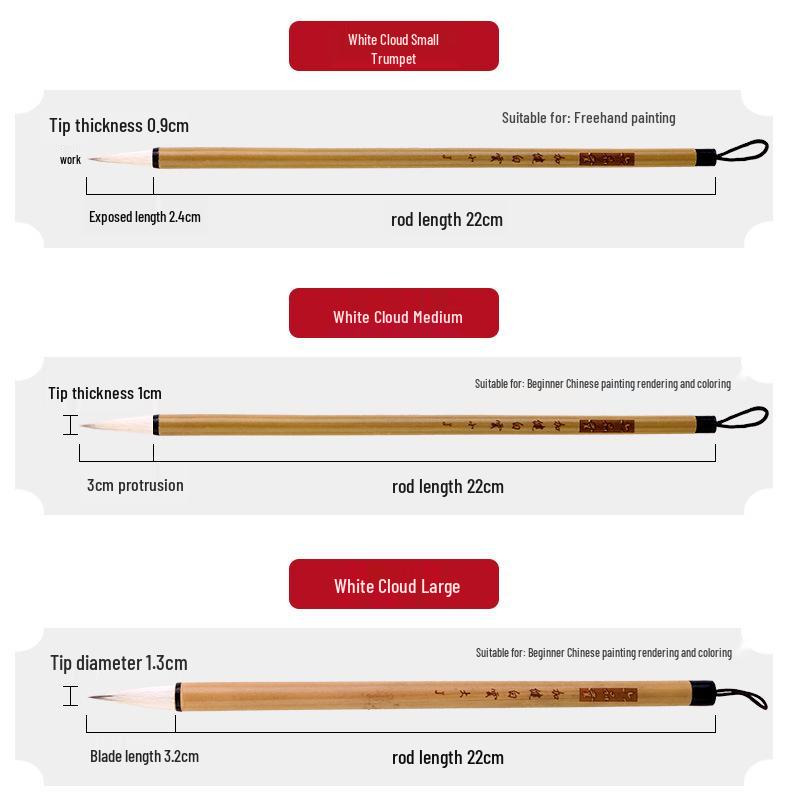 Liupintang Professional Chinese Painting Brush Set - Mixed Sheep Hair, White Cloud Outlining, Full Set for Beginners