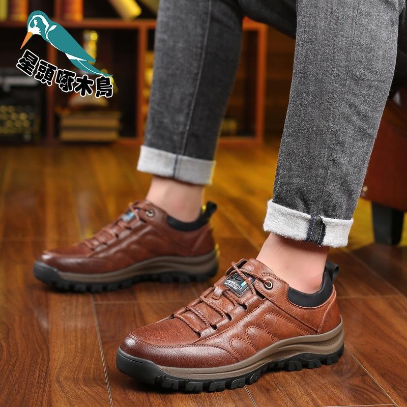 2025 New Men's Shoes Spring Sports and Leisure Leather Shoes Soft Sole Non-slip Travel Shoes