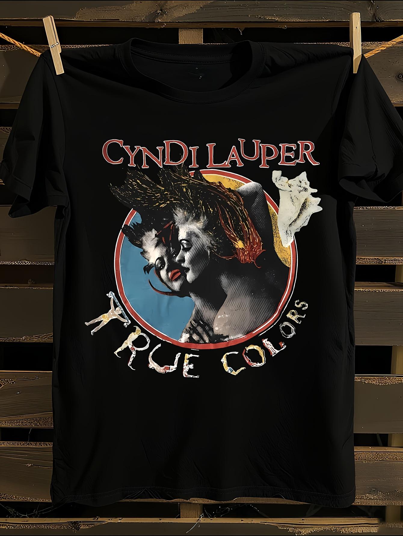 

Vintage Cyndi Lauper Graphic T-Shirt Mens Tshirt Womens Tshirts with Letters Print Short Sleeves T-Shirt Casual Street Tee Shirt Top XXXXL