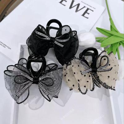 New 2026 Rhinestone Bow Polka Dot Claw Clip - High-End Hair Accessory for Women