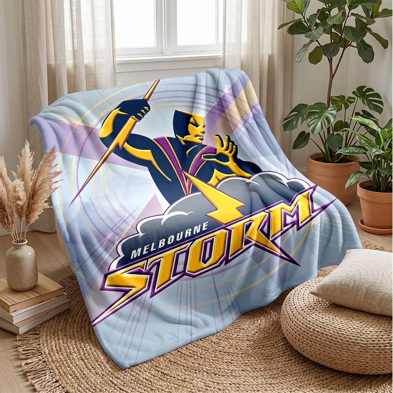 Melbourne Storm Flannel Fleece Blanket Cozy Warm Throw Blanket For Couch Bed Travel All Season Use