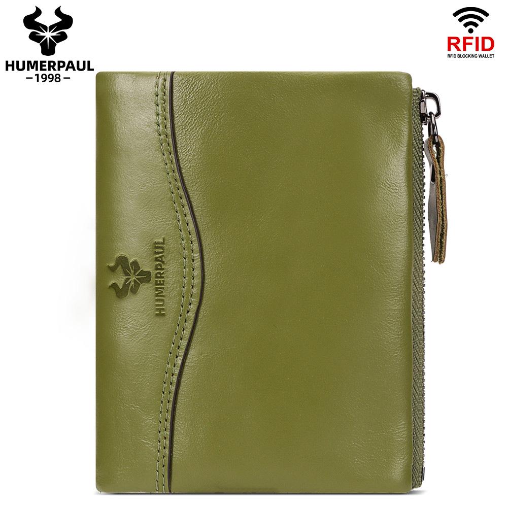 Humerpaul Neue RFID Männer Brieftasche Blockieren Schutz Anti-Diebstahl Scan Männlichen Leder Biflod Kurze Brieftasche Zipper Münzfach Beutel Casual geld Tasche