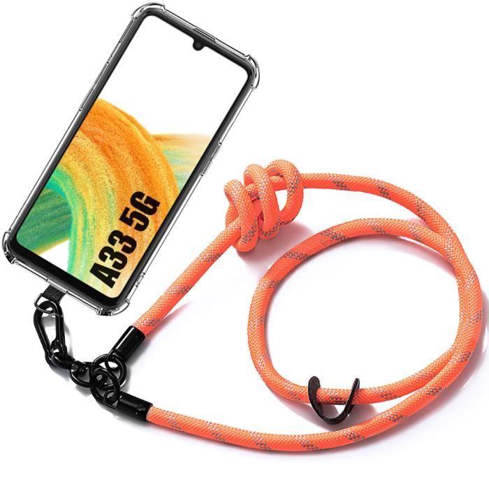 Coque - Samsung - Galaxy A33 5G - Protection Renforcée - Antichoc - Cordon Démontable Orange
